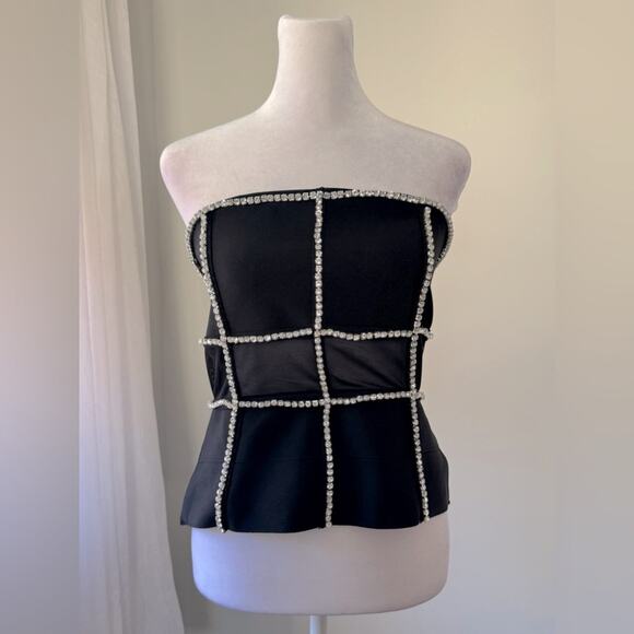 NWT Bella Barnett Black Rhinestone Tube Top - Picture 2 of 9